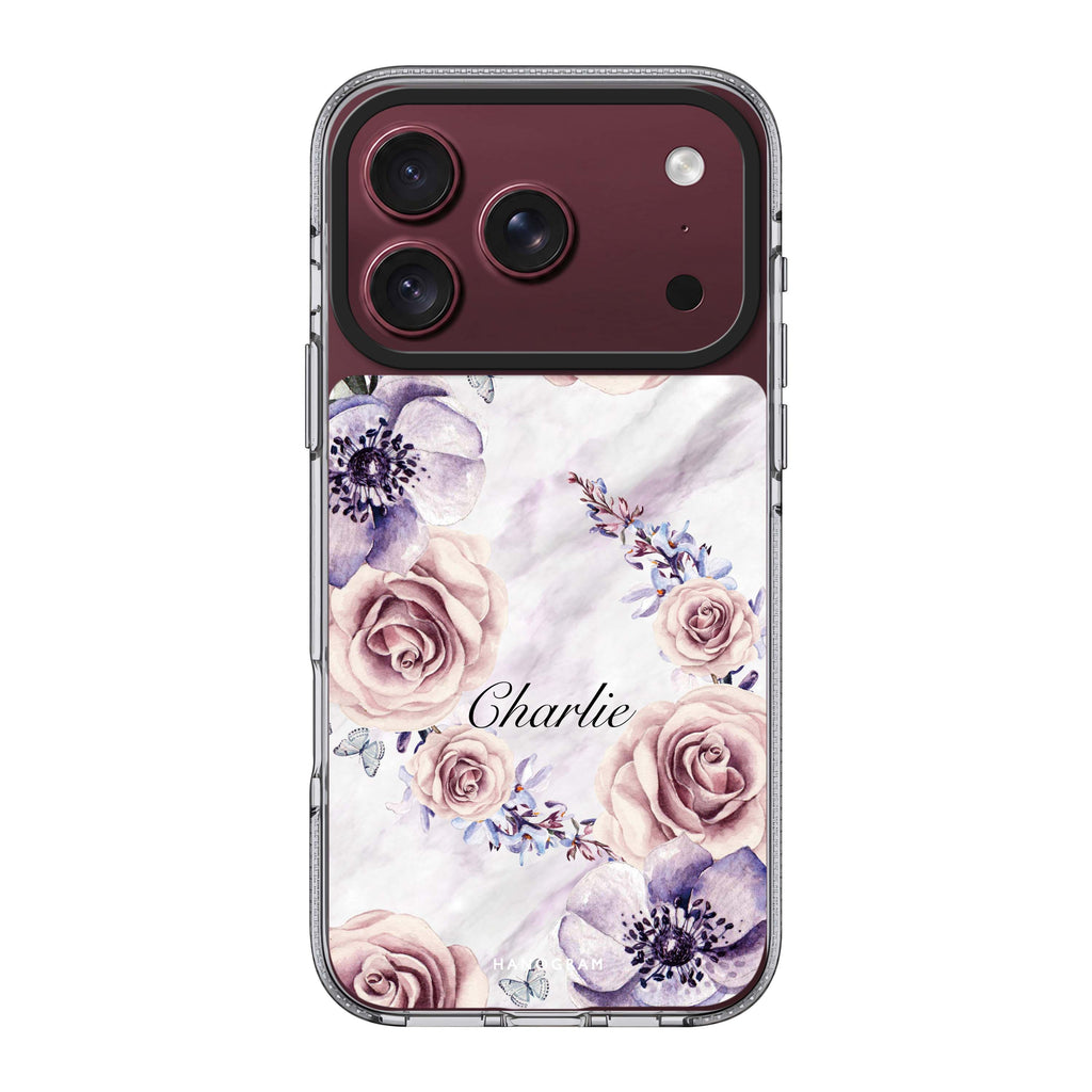 White Marble & Flower 水晶透明保護殼