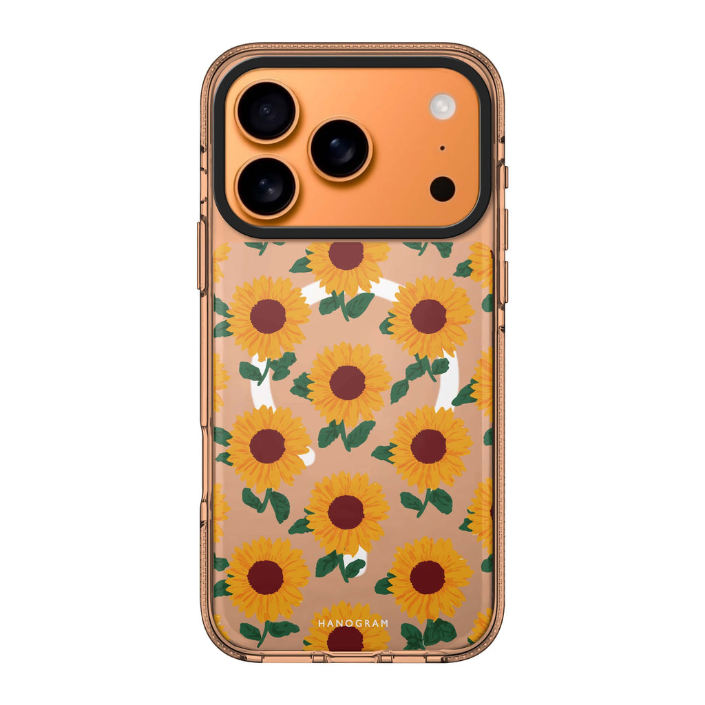 Golden Sunflowers iPhone 17 Pro Max MagSafe 水晶透明保護殼 花卉圖案設計 圖1