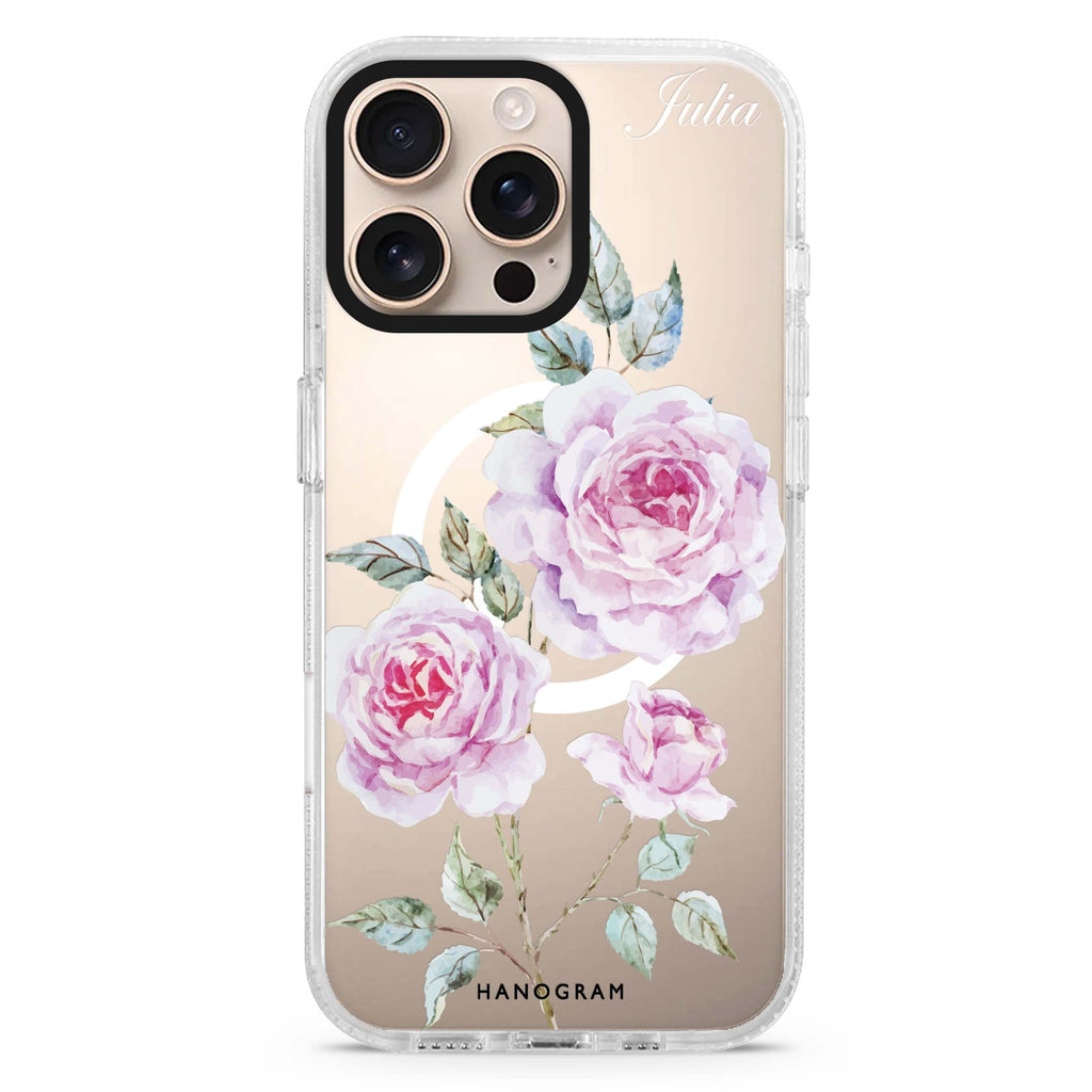 Simple Floral Magsafe 兼容水晶透明保護殼