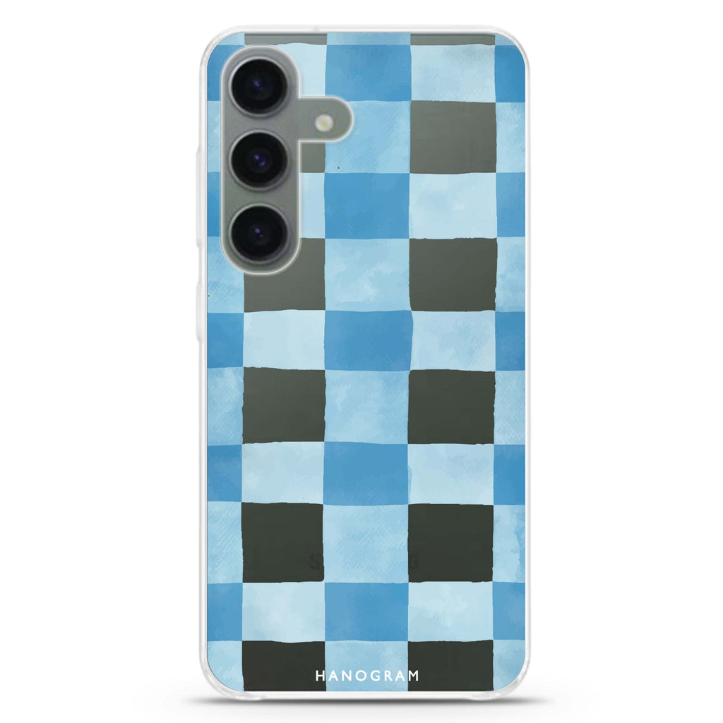 Gingham Sky Samsung Galaxy S26/S25/S24 水晶透明保護殼正面展示