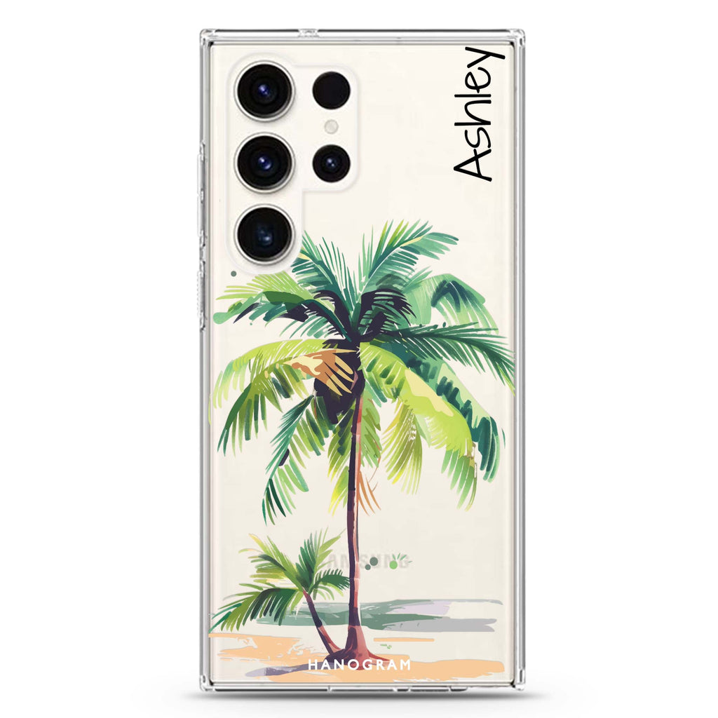 Island Palms Samsung Galaxy Ultra 可加名字透明保護殼，適用 S26/S25/S24/S23 Ultra，圖1