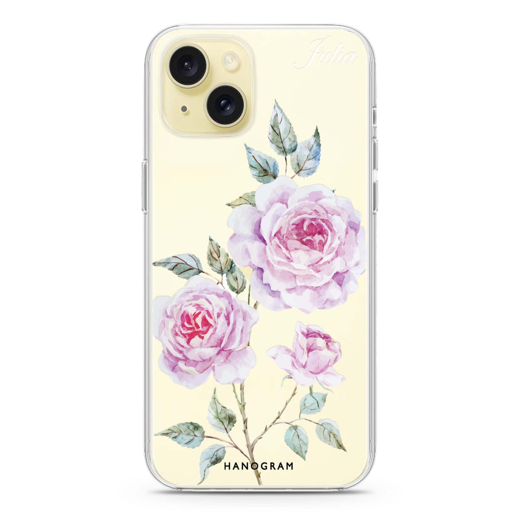 Simple Floral iPhone 15 plus 水晶透明保護殼