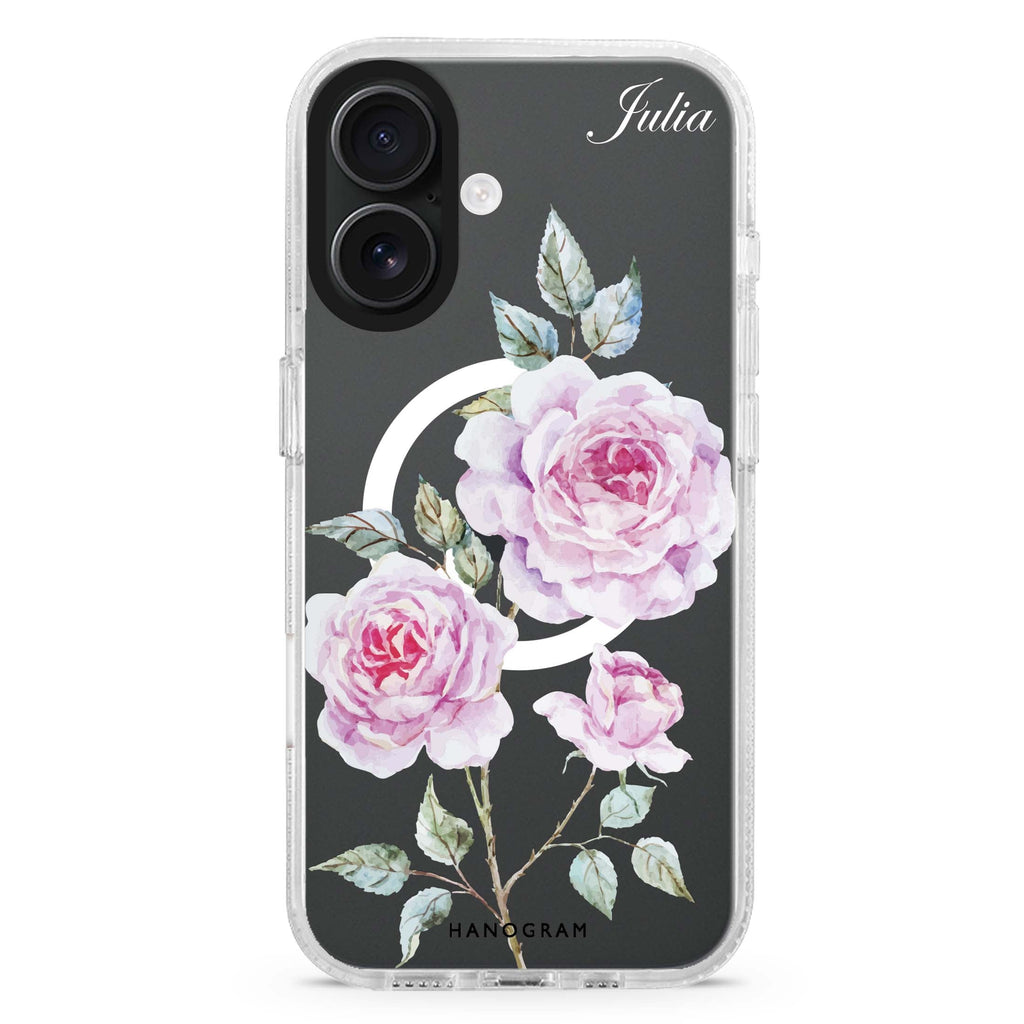 Simple Floral Magsafe 兼容水晶透明保護殼