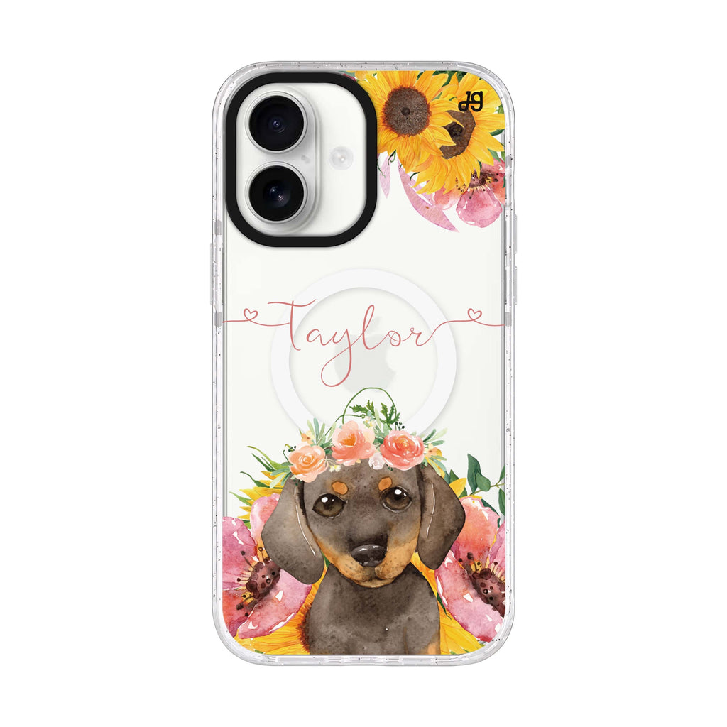 Sunflower Puppy iPhone 17 水晶透明保護殼正面展示