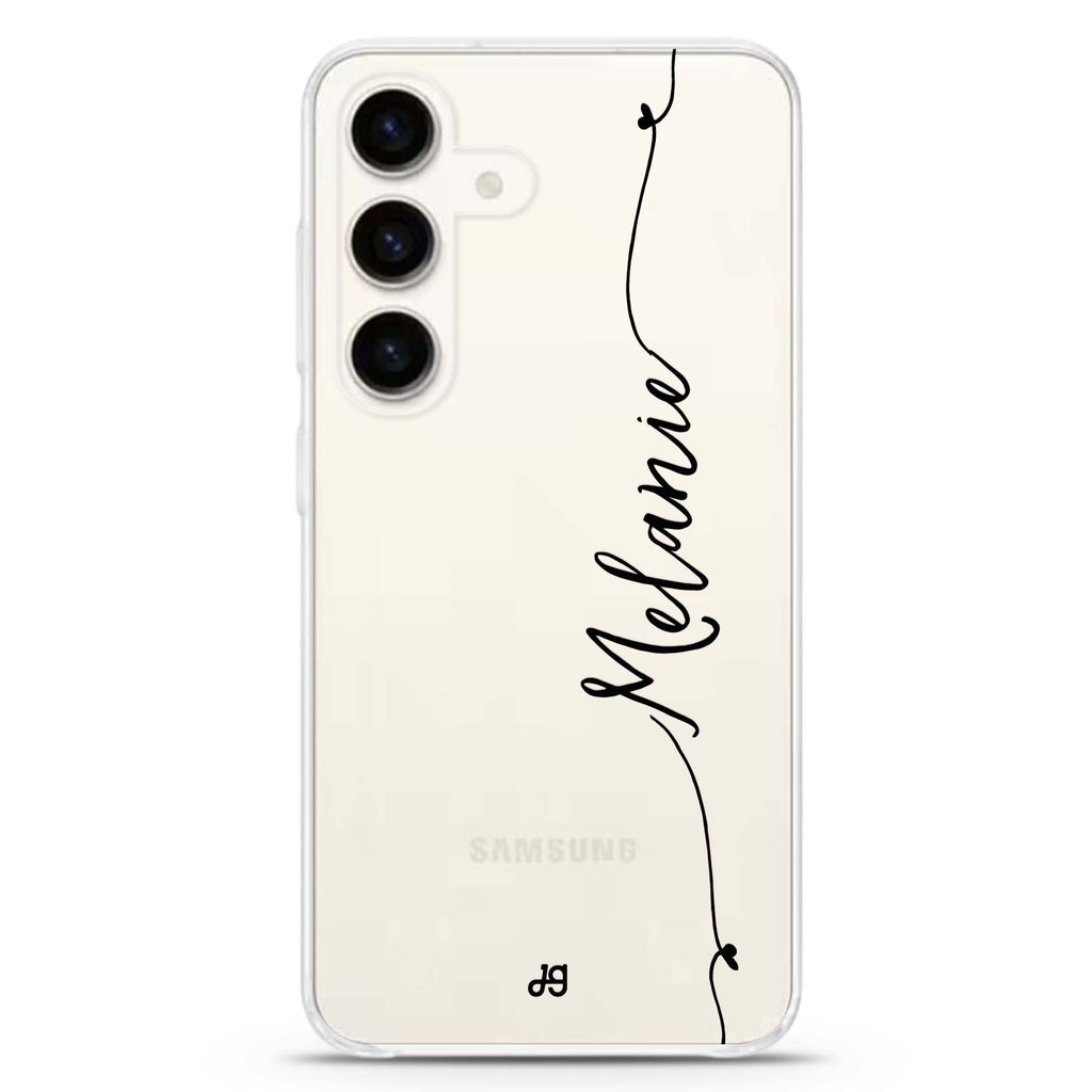 Heart Word Samsung Galaxy S26/S25/S24 可加名字水晶透明保護殼正面展示