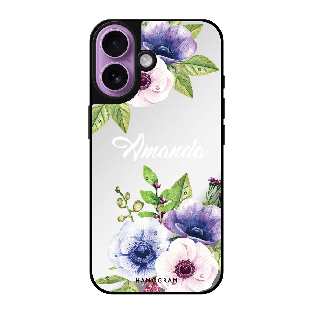 Reflective iPhone 16 Mirror Case –Blooming Flowers Design