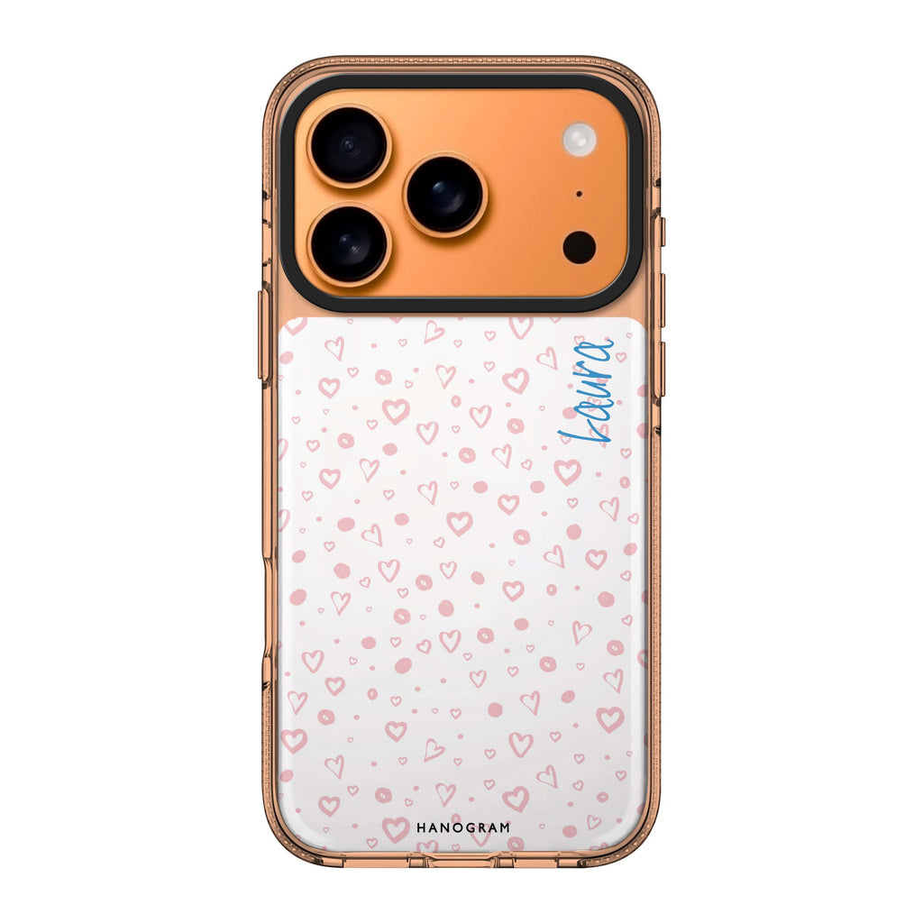 Pinky Hearts iPhone 17 Pro Max MagSafe 水晶透明保護殼 情人節設計設計 可自訂名字 圖1