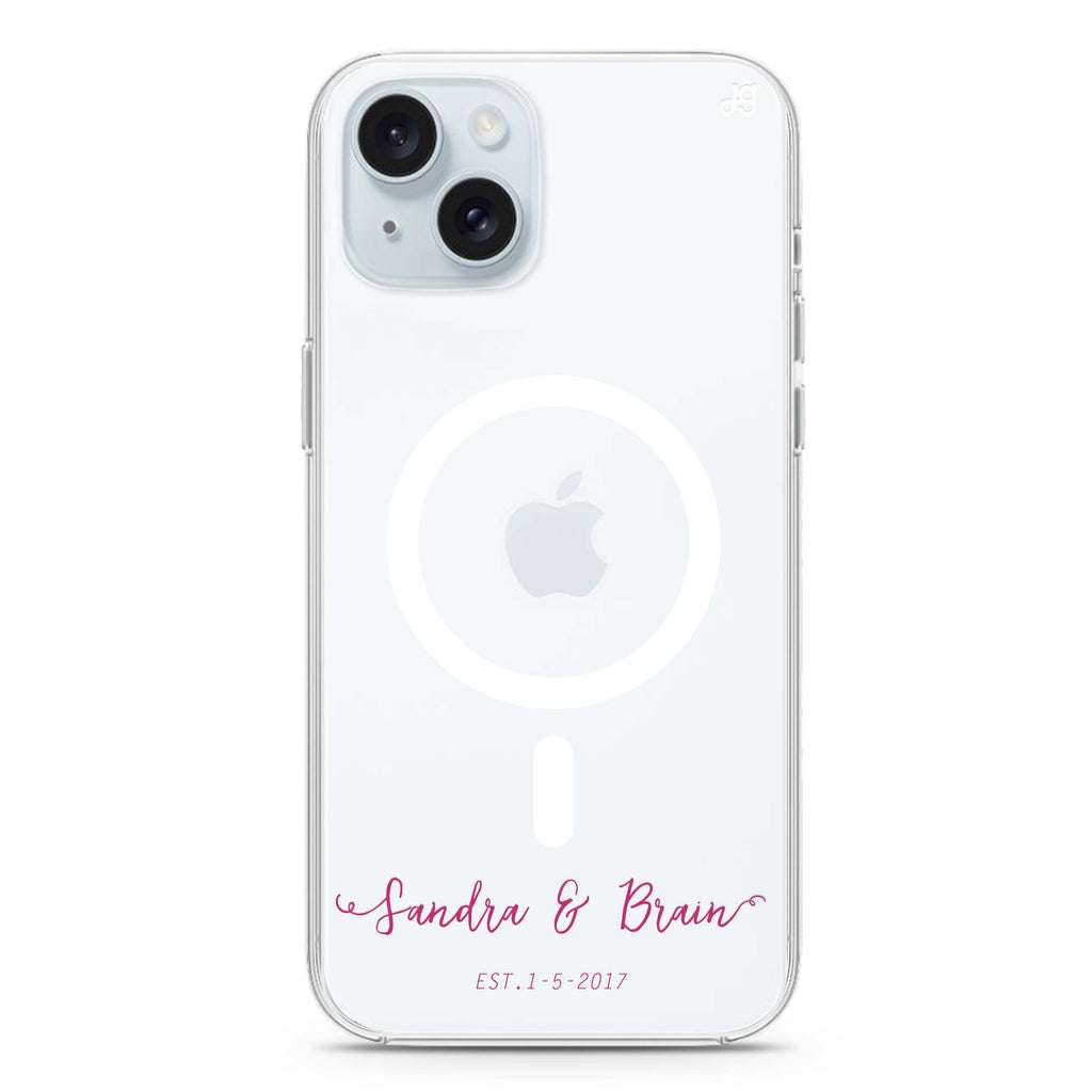 You & Me & Our Date iPhone 15 Magsafe 兼容水晶透明保護殼