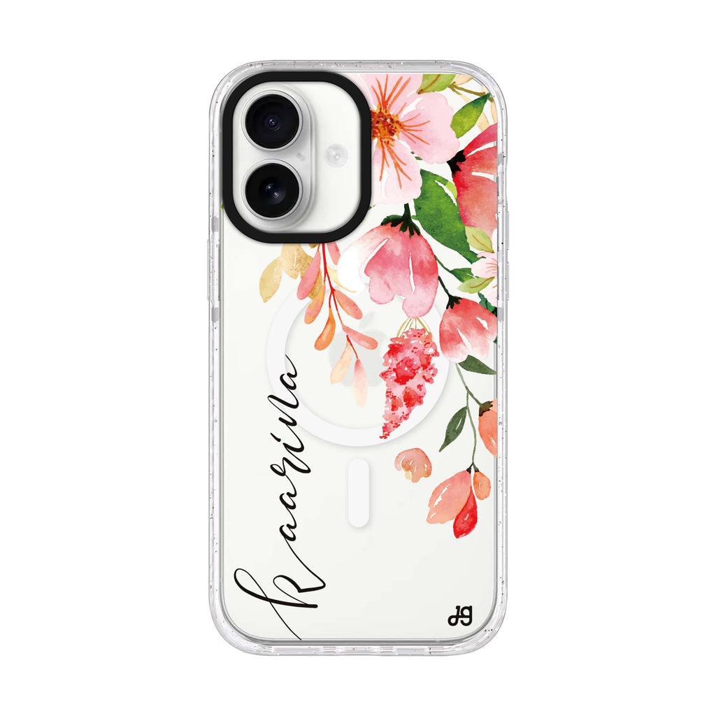 Watercolor Blossom iPhone 17 水晶透明保護殼正面展示