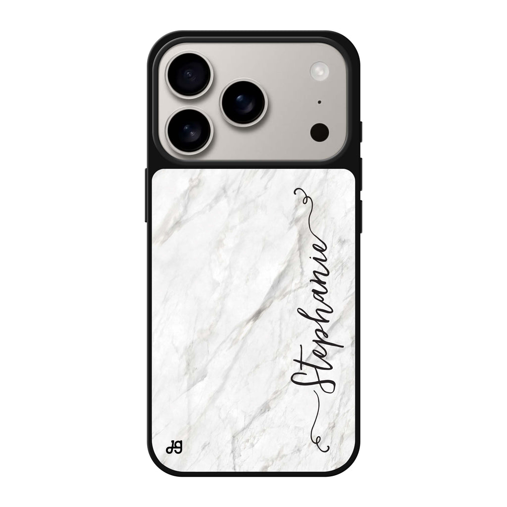 Vertical Cursive & Marble Sleek 大理石 iPhone 17 Pro Max 鏡面手機殼主圖