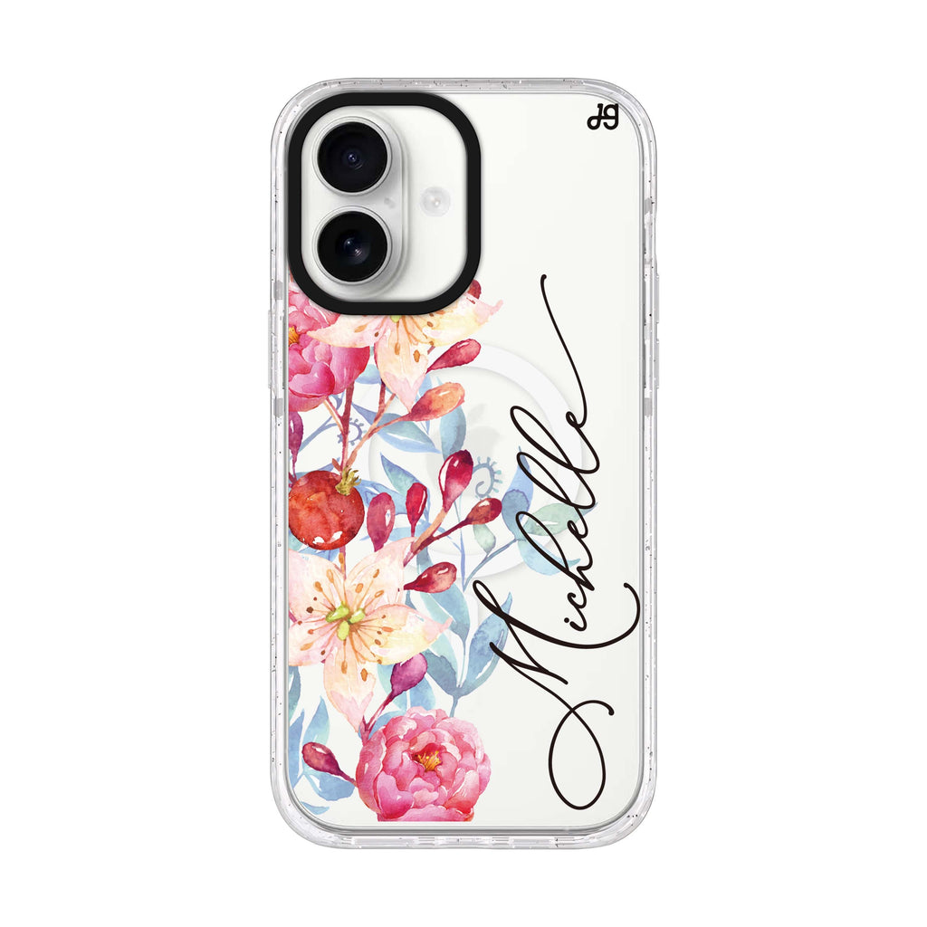Pink Watercolor Floral Bouquet iPhone 17 水晶透明保護殼正面展示