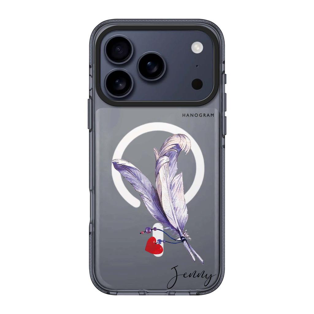 Feather iPhone 17 Pro Max MagSafe 水晶透明保護殼 鳥圖案設計 可自訂名字 圖1