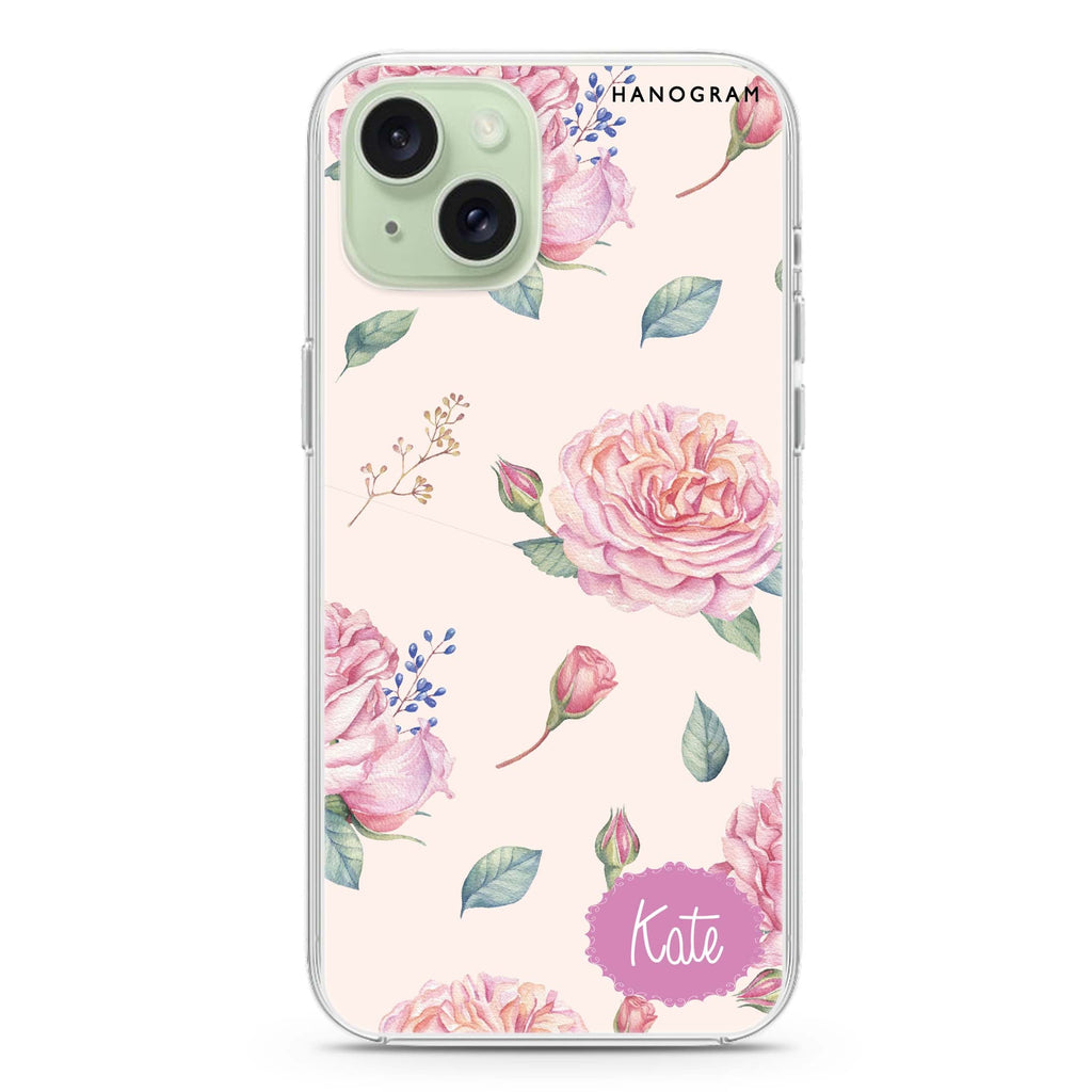 Pinky Flowers iPhone 15 Plus Magsafe 兼容水晶透明保護殼