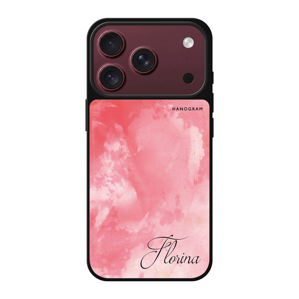 Red Colour Custom Name 鏡面手機殼