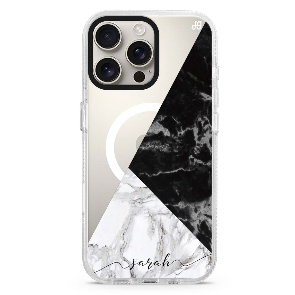 Black And White Marble Magsafe 兼容水晶透明保護殼
