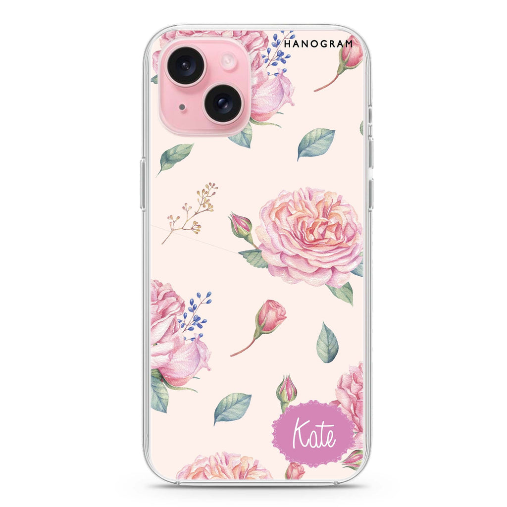 Pinky Flowers iPhone 15 Magsafe 兼容水晶透明保護殼