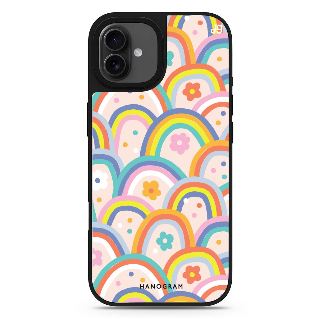 Colourful Rainbow Floral iPhone 17 花卉鏡面手機殼 主圖設計