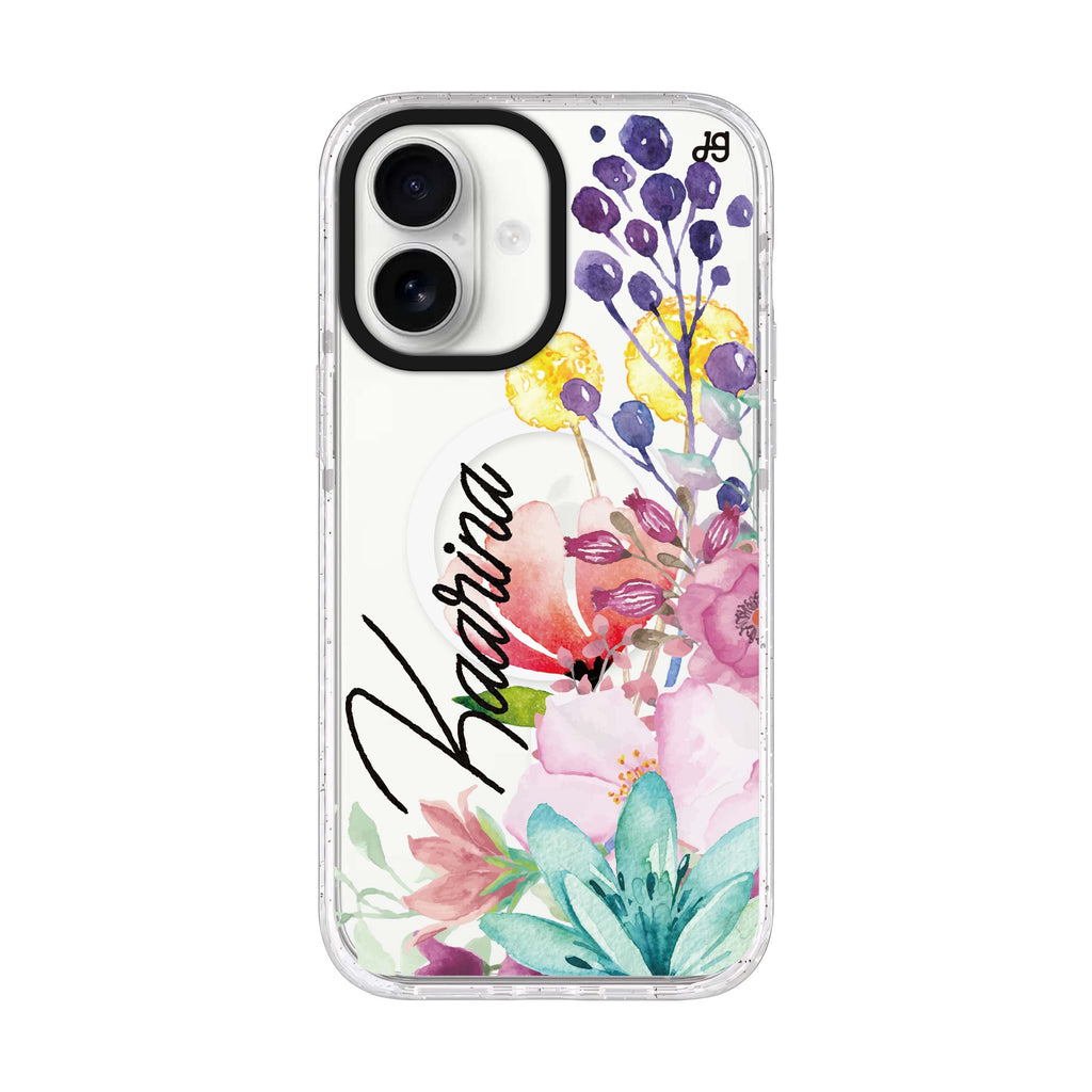 Precious Garden Florals iPhone 17 水晶透明保護殼正面展示