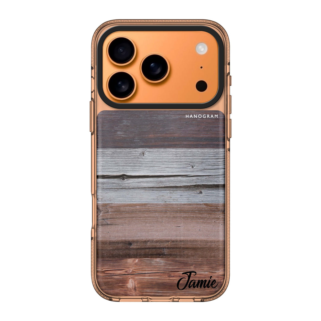Wood Grain Varigegated iPhone 17 Pro Max MagSafe 水晶透明保護殼 自然風格設計 可自訂名字 圖1