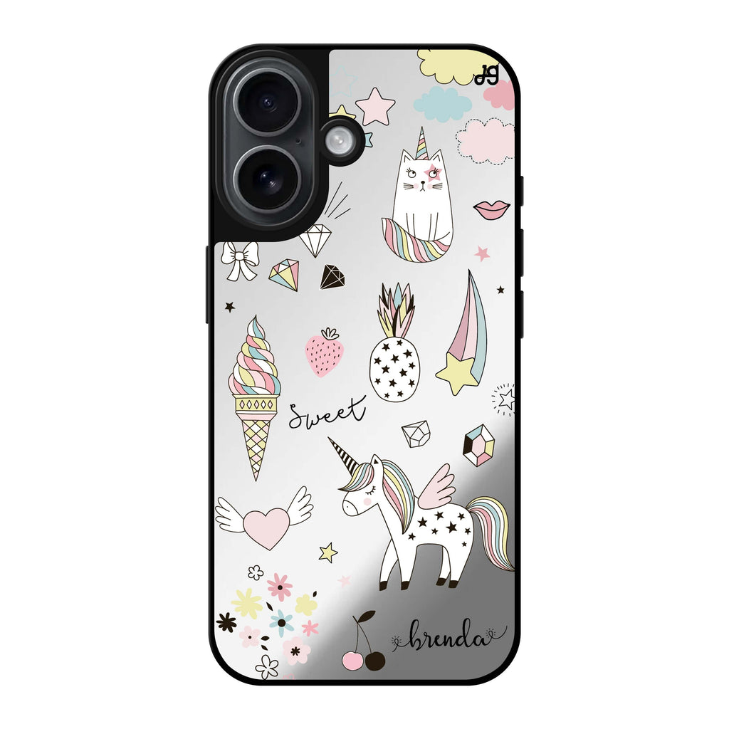 Reflective iPhone 16 Mirror Case –My lovely Cartoon Design