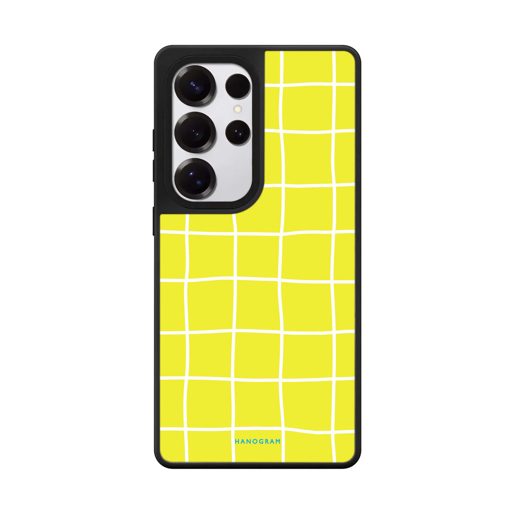 Yellow Checked Pattern 鏡面手機殼