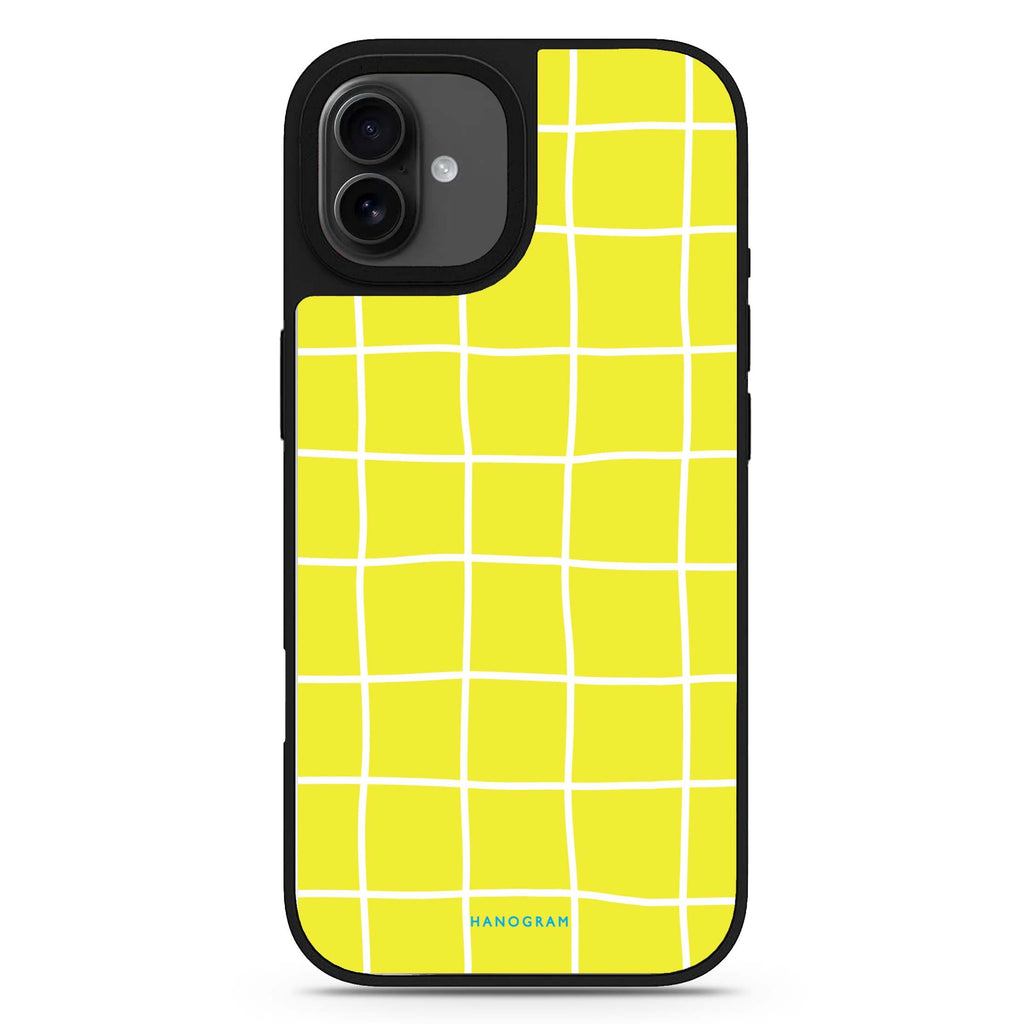 Yellow Checked Pattern iPhone 17 彩色鏡面手機殼 主圖設計