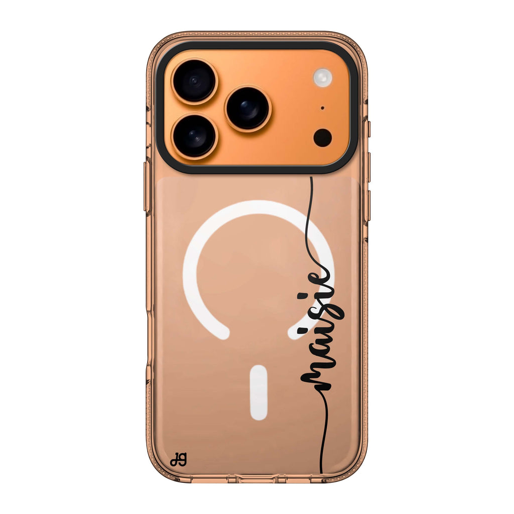 Vertical Script Handwritten Custom iPhone 17 Pro Max MagSafe 水晶透明保護殼 文字設計設計 可自訂名字及字色 圖1