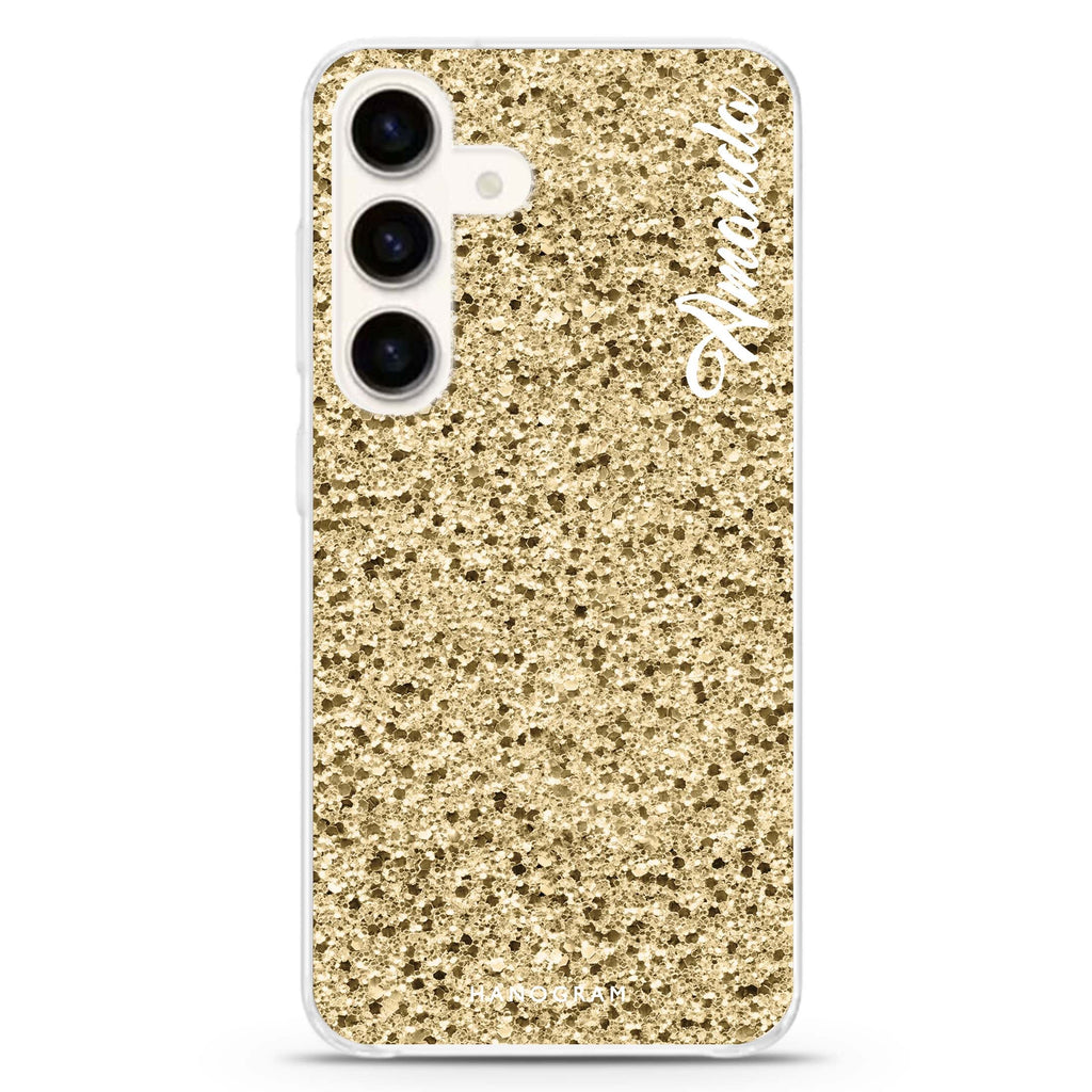 Golden Moment Samsung Galaxy S26/S25/S24 可加名字水晶透明保護殼正面展示