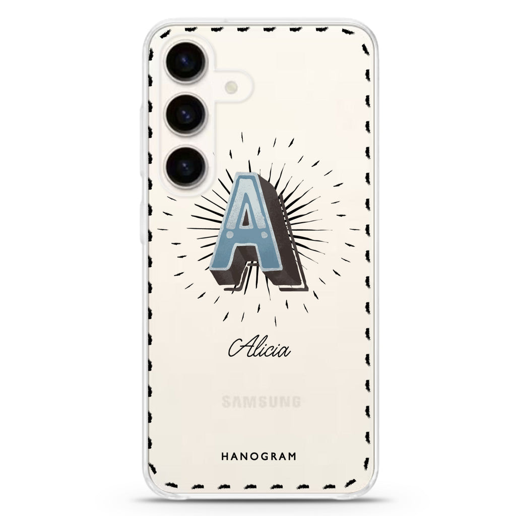 Artistic Monogram III Samsung Galaxy S26/S25/S24 水晶透明保護殼正面展示