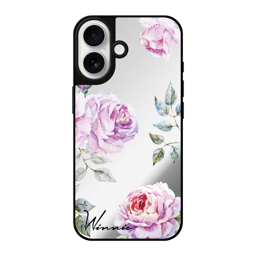 Reflective iPhone 16 Mirror Case –Classic Floral Design