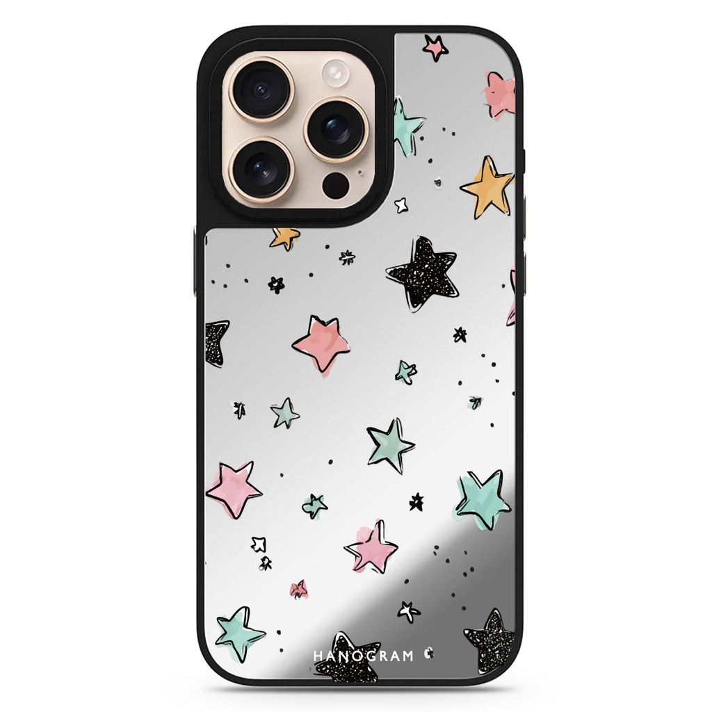 Pastel Sparkle Stars Magsafe 兼容鏡面手機殼