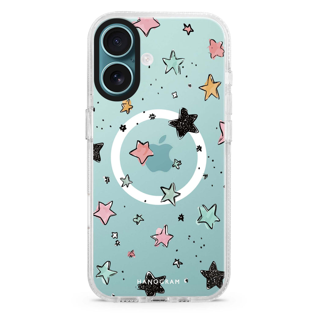 Pastel Sparkle Stars Magsafe 兼容水晶透明保護殼