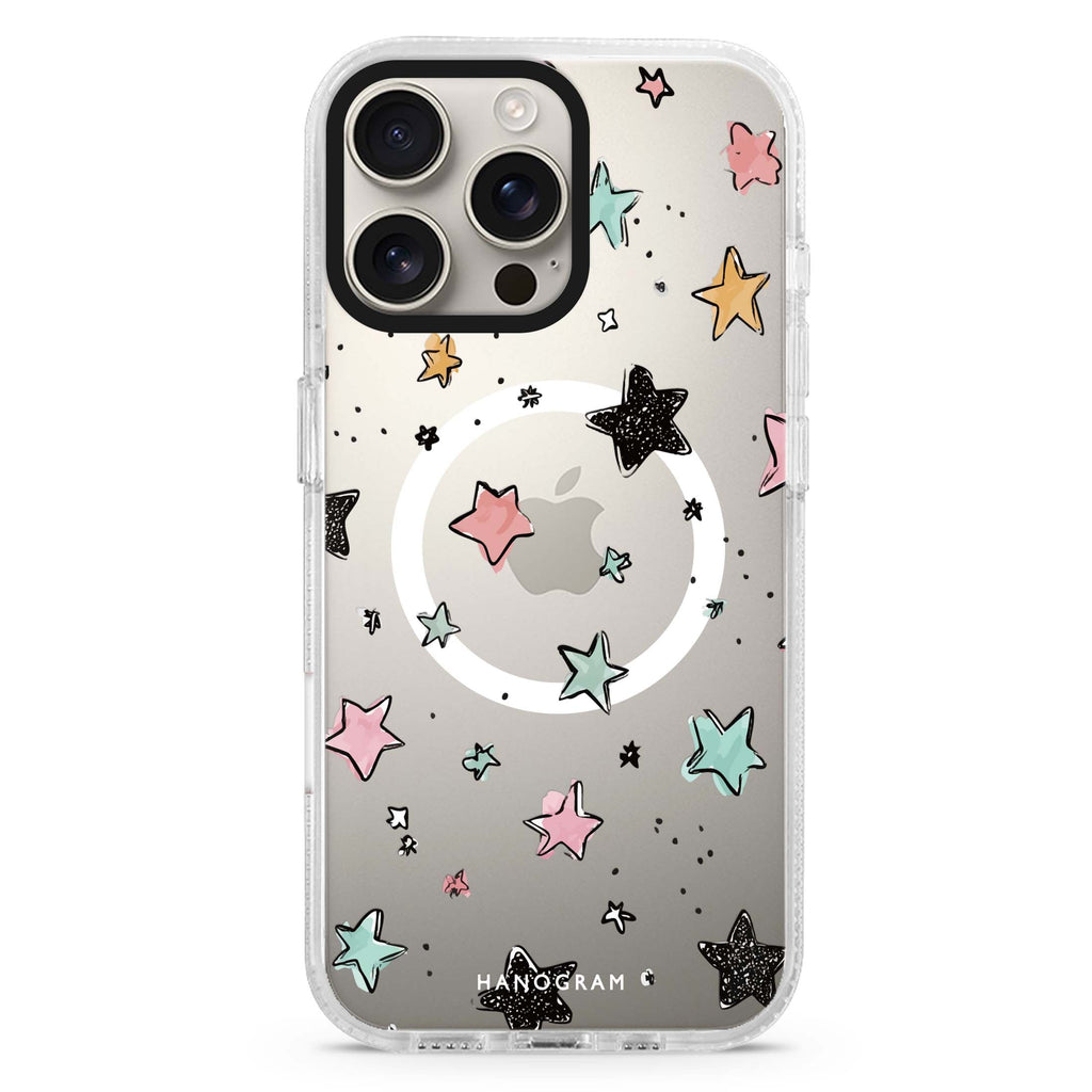 Pastel Sparkle Stars Magsafe 兼容水晶透明保護殼