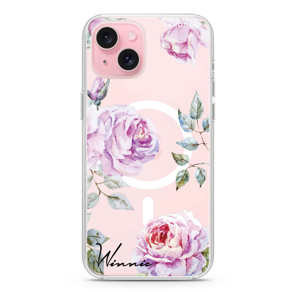 Classic Floral iPhone 15 Magsafe 兼容水晶透明保護殼