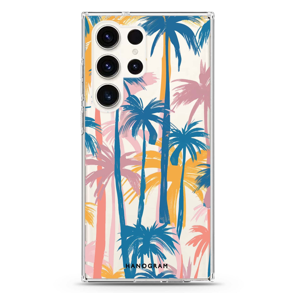 Palm Paradise Samsung Galaxy Ultra 透明保護殼，適用 S26/S25/S24/S23 Ultra，圖1