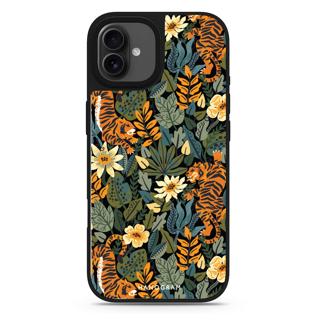 Tiger & Floral 款式3 iPhone 17 花卉鏡面手機殼 主圖設計