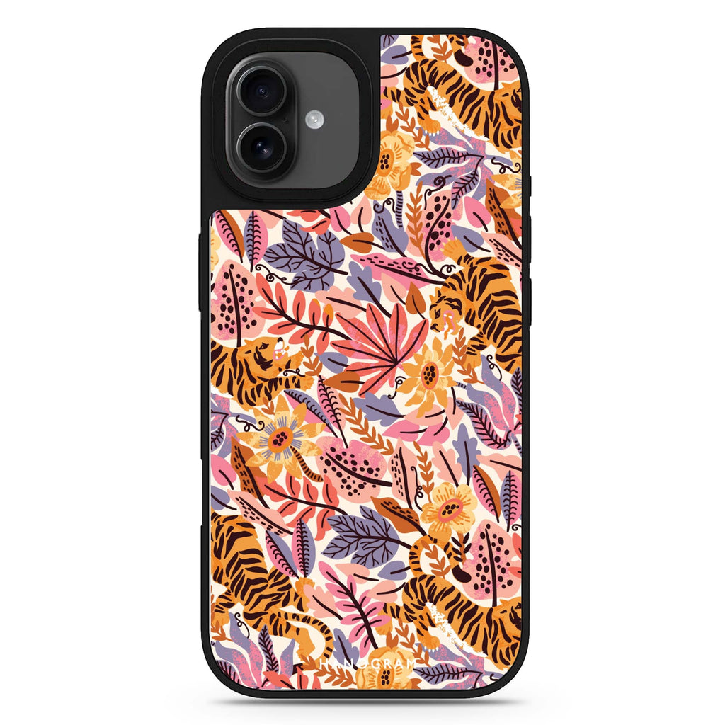 Tiger & Floral 款式4 iPhone 17 花卉鏡面手機殼 主圖設計