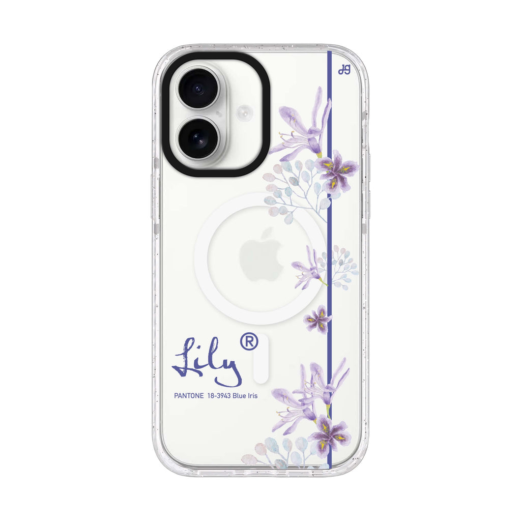 #18-3943 Blue Iris II iPhone 17 水晶透明保護殼正面展示