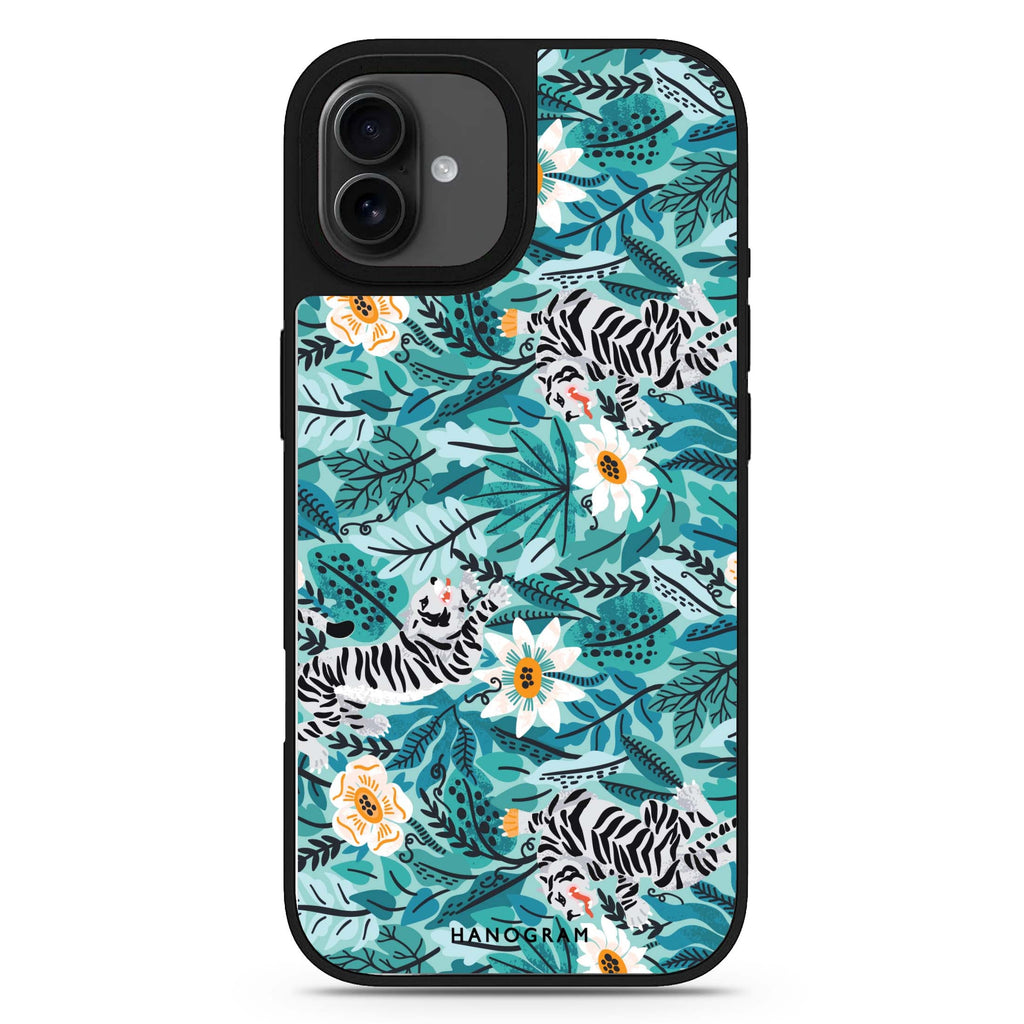 Tiger & Floral 款式2 iPhone 17 花卉鏡面手機殼 主圖設計