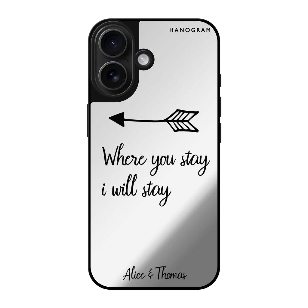 Reflective iPhone 16 Mirror Case –Always love together Design