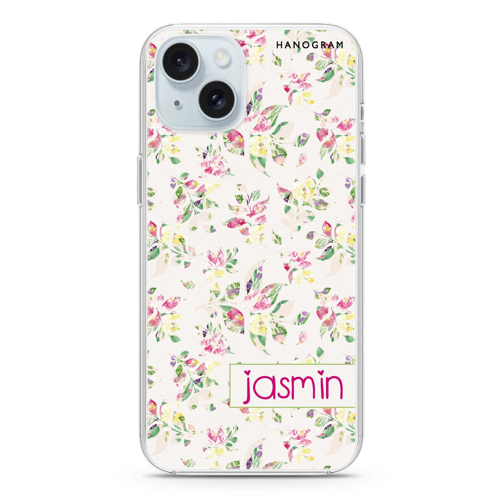 Floral Rain iPhone 15 Magsafe 兼容水晶透明保護殼