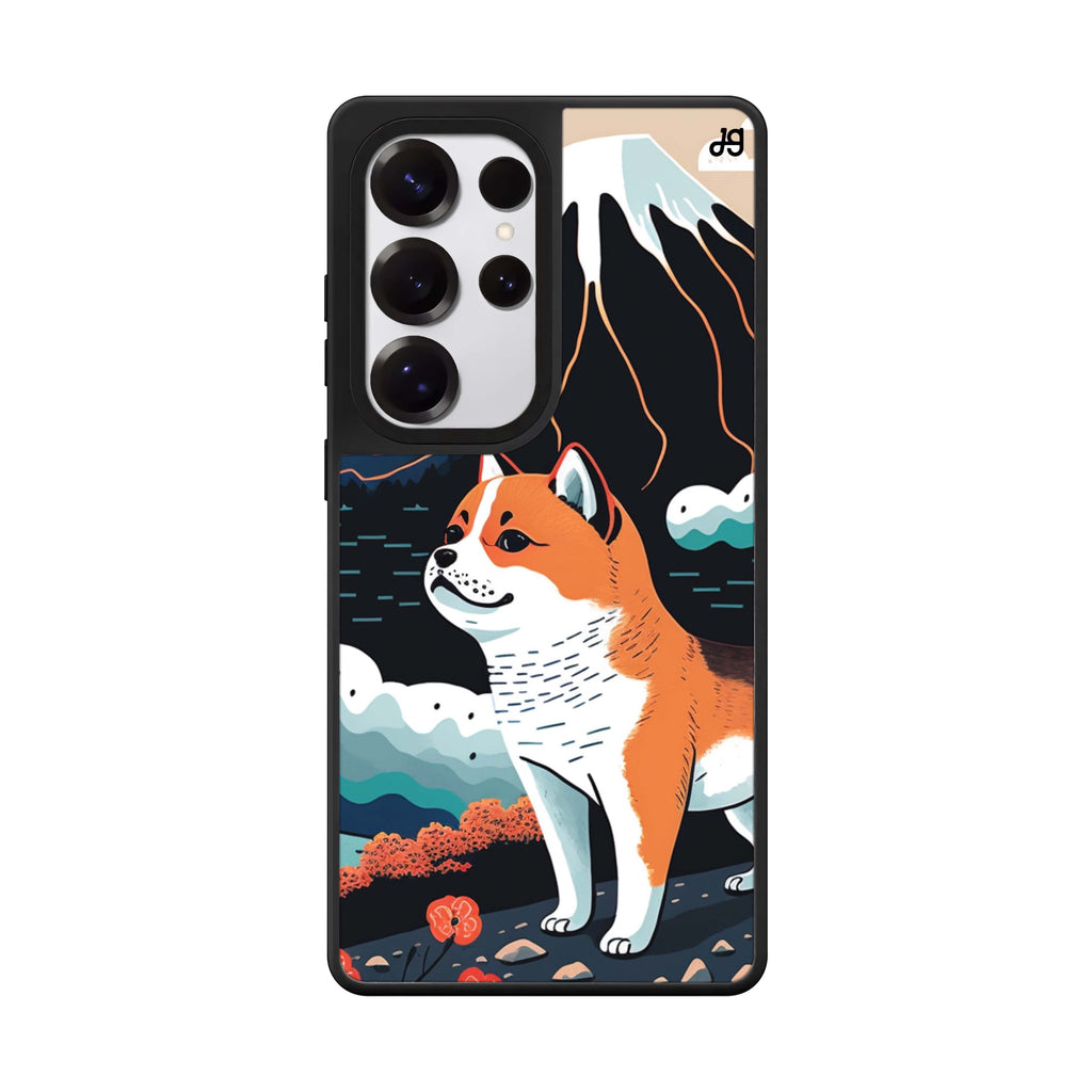 Shiba Inu with Fuji Mountain 鏡面手機殼