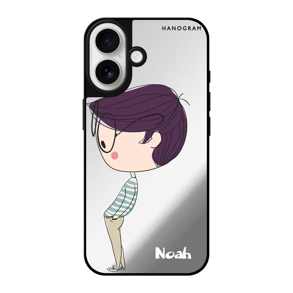 Reflective iPhone 16 Mirror Case –Boy kissing Design