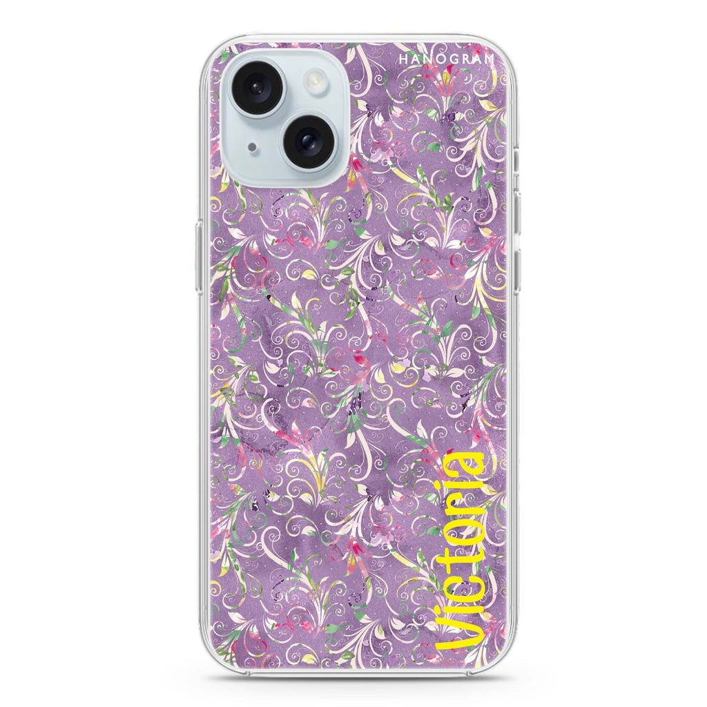 Curly Flowers iPhone 15 Plus Magsafe 兼容水晶透明保護殼