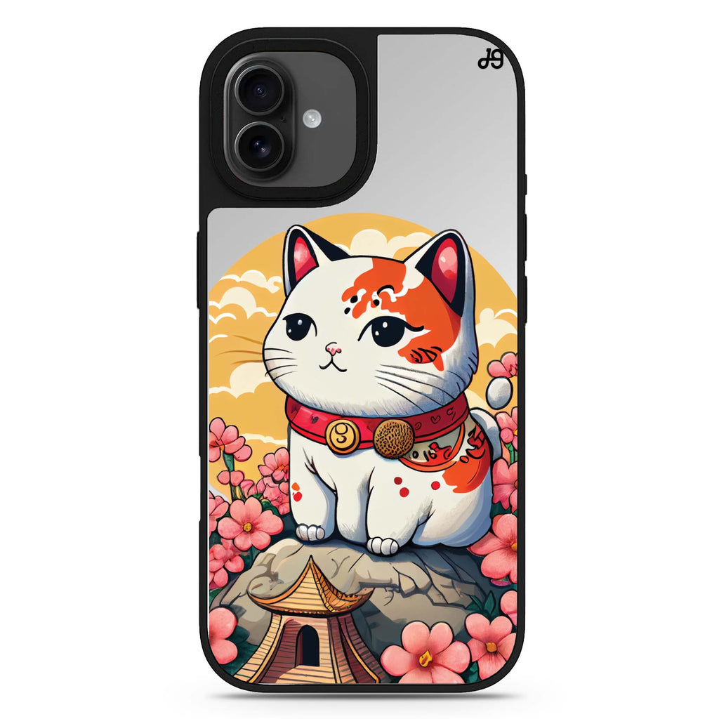Cat & Flowers iPhone 17 貓咪鏡面手機殼 主圖設計