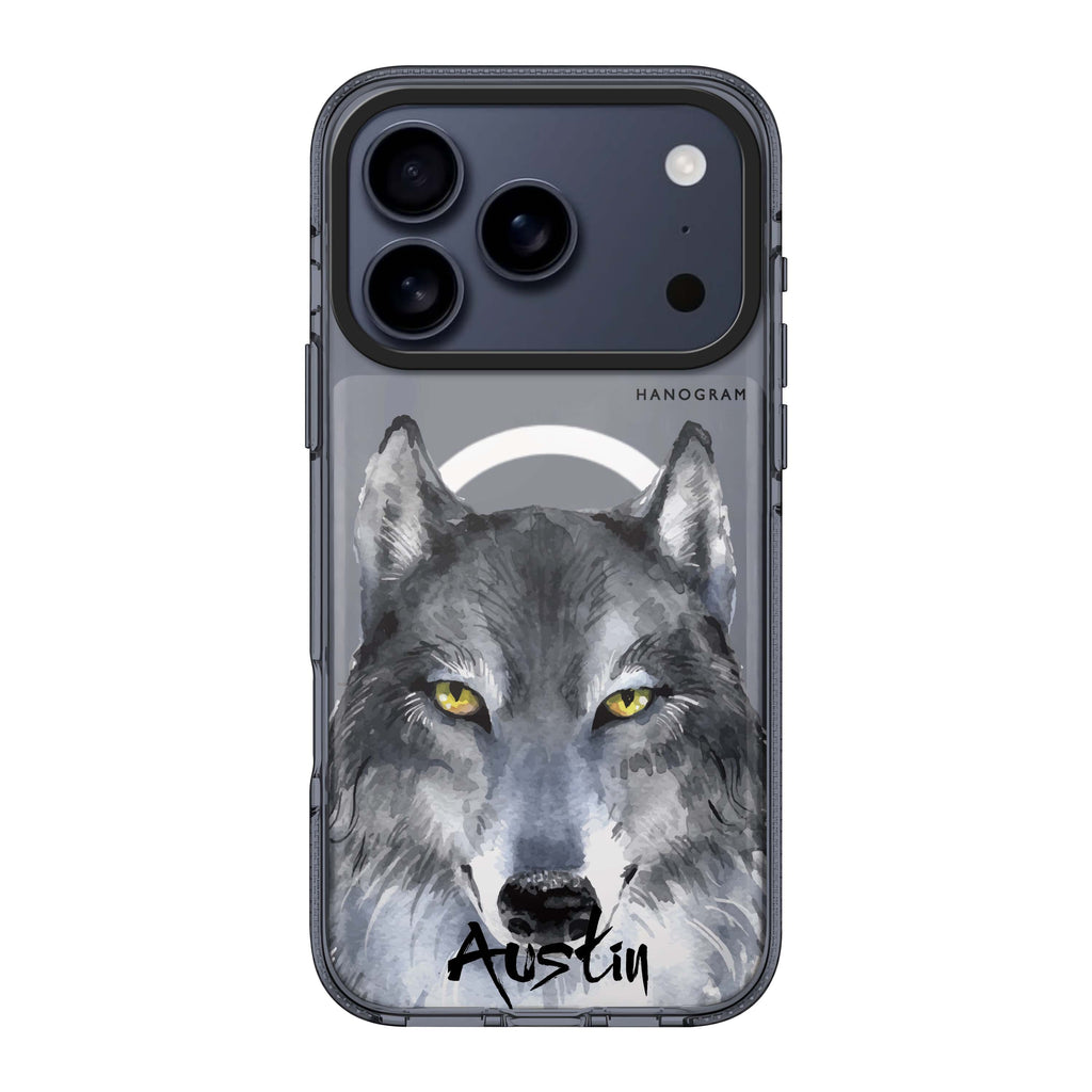 Snow Wolf iPhone 17 Pro Max MagSafe 水晶透明保護殼 狗狗圖案設計 可自訂名字 圖1