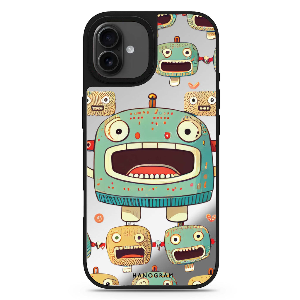 Cute robots iPhone 17 鏡面手機殼 主圖設計