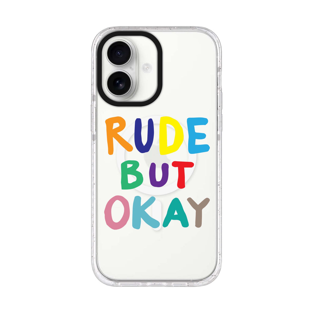Rude but OKAY iPhone 17 水晶透明保護殼正面展示