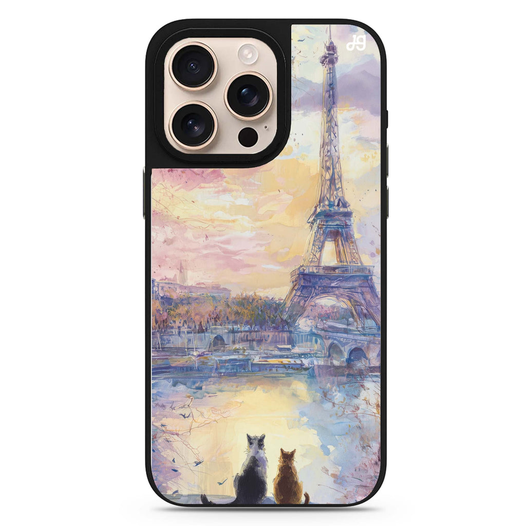 Paris Sunset Cats Magsafe 兼容鏡面手機殼