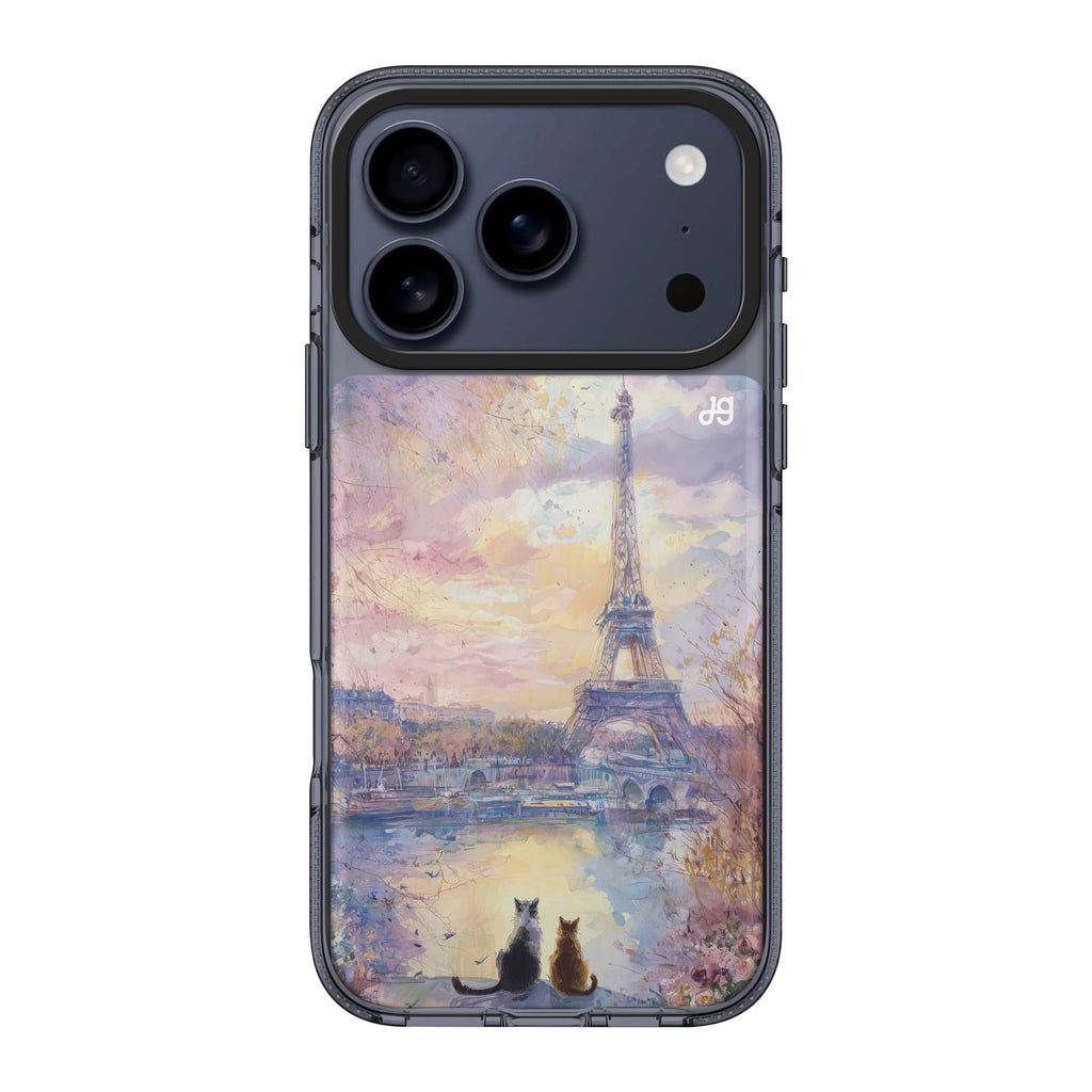 Paris Sunset Cats 水晶透明保護殼